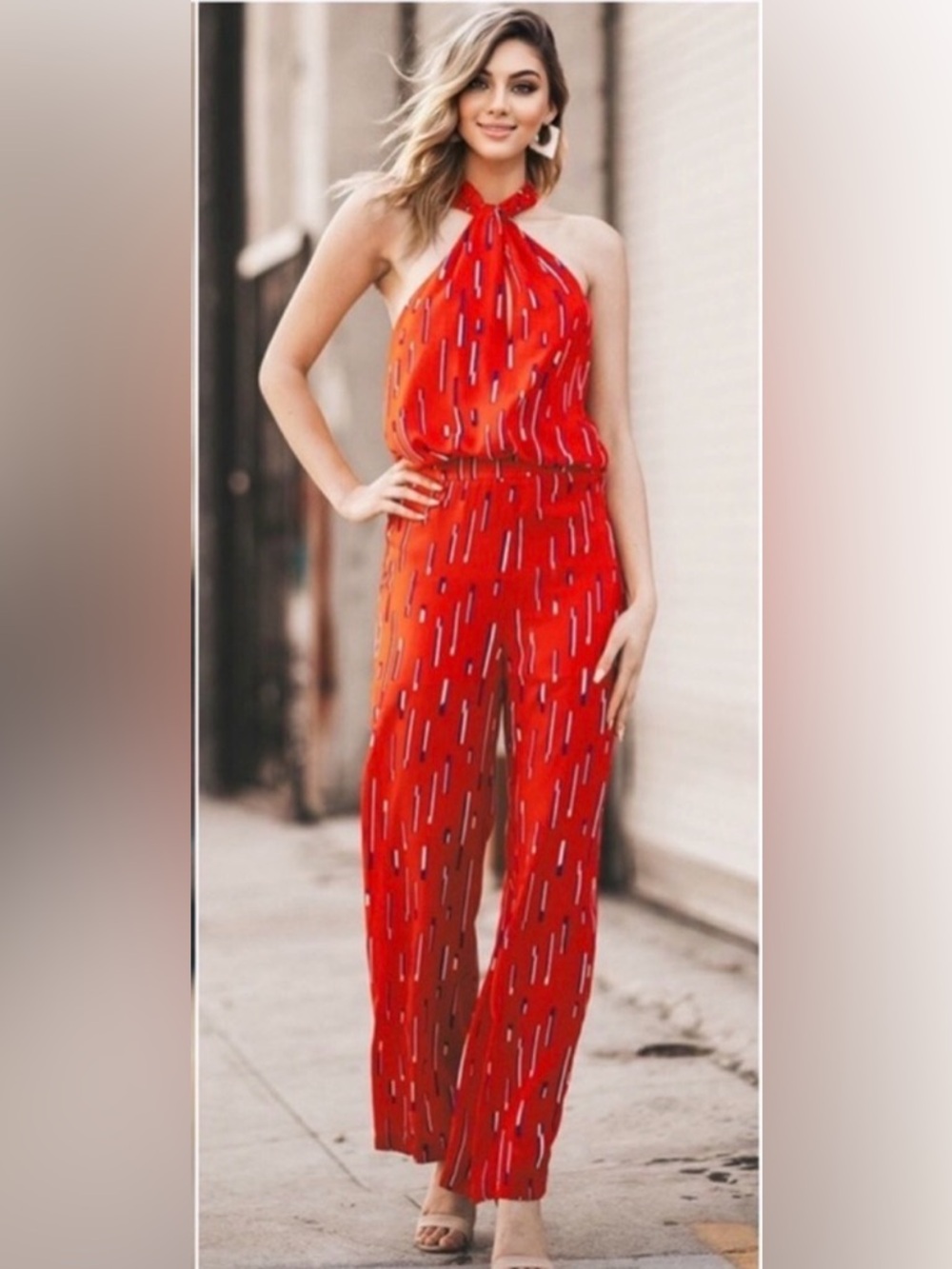 (4)New Summers red jumpsuit 4th of July blue white design summer outfit - Picture 1 of 4